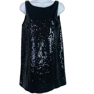 Free People Black Sequin Low Back Shift Dress Size 5
